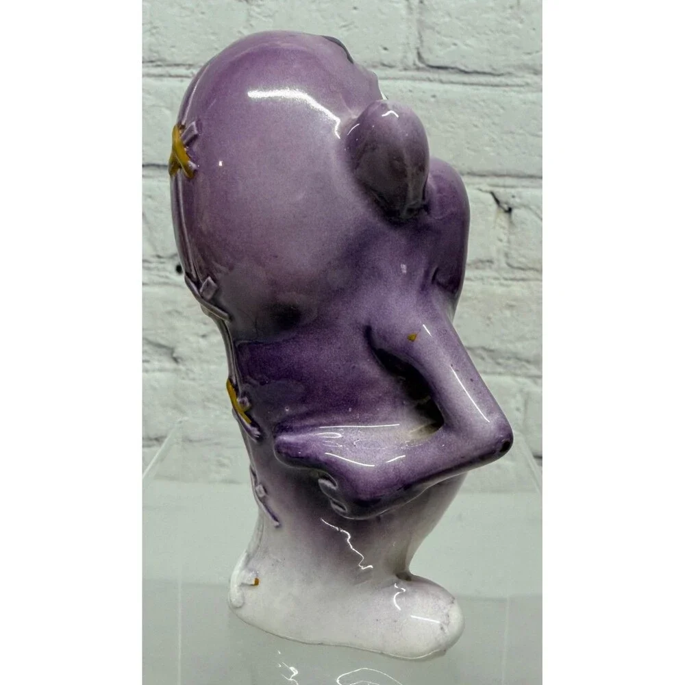 Vtg Kreiss Psycho Ceramics Purple Monster Figurine My Operation Stitches Kitschy